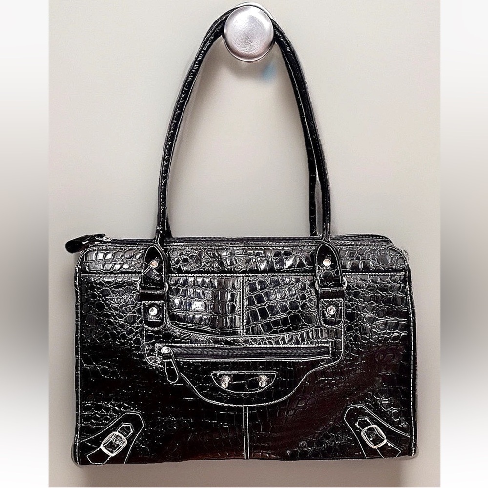 🐊TARGET🐊 EMBOSSED CROC PATENT LEATHER, KEY, POUCH, ORGANIZER, LAPTOP CARRY TOTE🖤